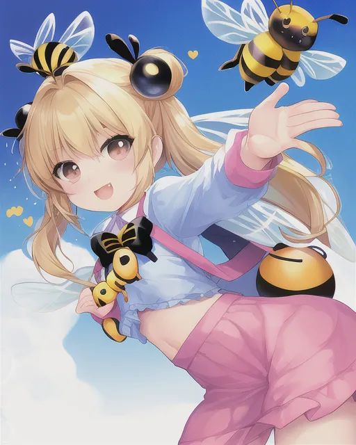 vintage anime magical girl, sparkly, bee girl, wand, (bee:1.5) - SeaArt AI