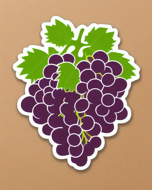 cluster of grapes, cartoon format, sticker format