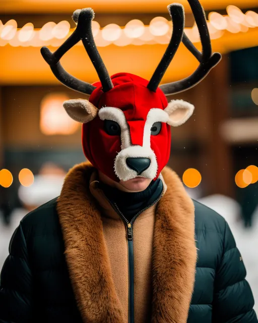 Guy in reindeer mask