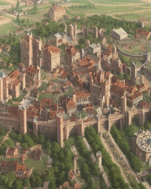 Large fantasy medieval city - Free AI Photo Generator - starryai