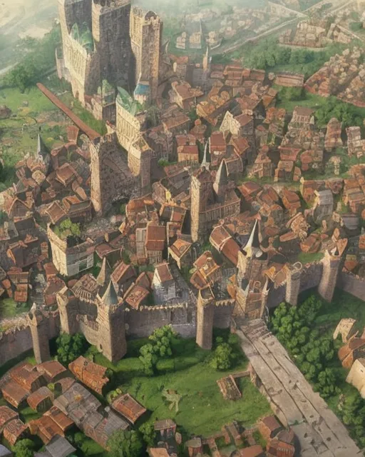 Large fantasy medieval city - Free AI Photo Generator - starryai