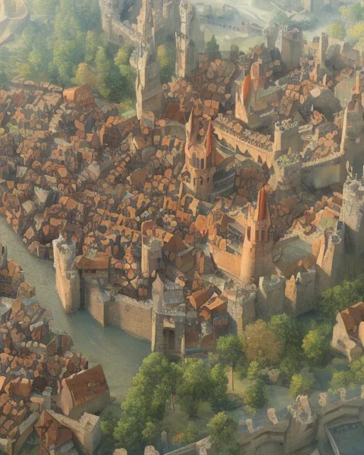 Large fantasy medieval city - Free AI Photo Generator - starryai