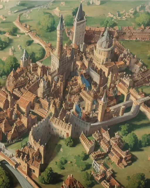Large fantasy medieval city - Free AI Photo Generator - starryai