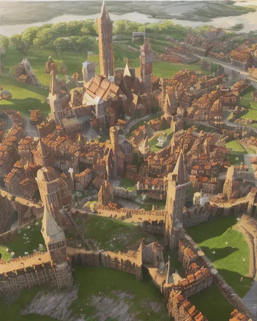 Large fantasy medieval city - Free AI Photo Generator - starryai