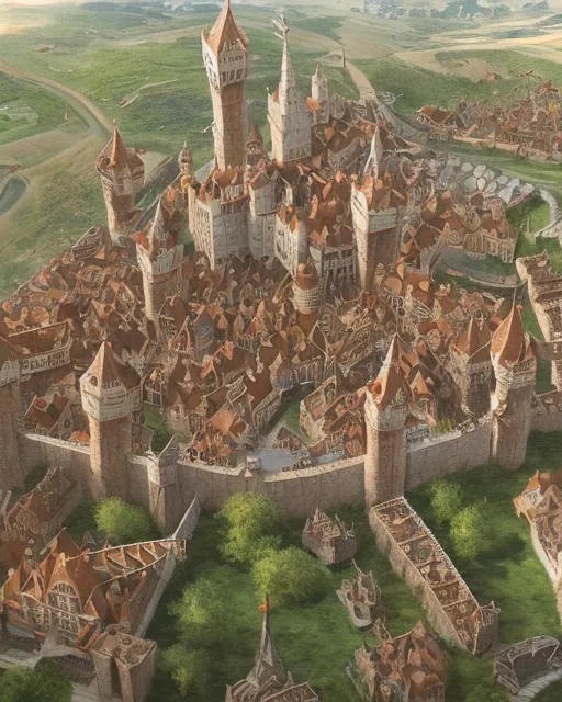 Large fantasy medieval city - Free AI Photo Generator - starryai