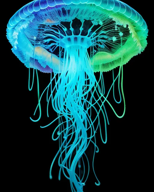Bioluminescent Jellyfish, Paint - Free AI Photo Generator - starryai