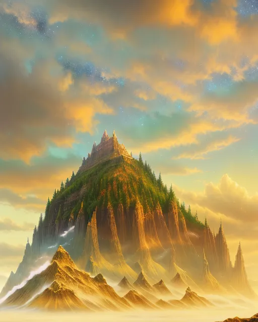 Beautiful castle on a mountain - Free AI Photo Generator - starryai