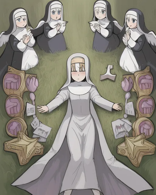 Cartoon, religious, innocent, resurrection, girl, nun, zealot, priestess, angel, bible, gorgeous, Christ, praying, spiritual, cute, pastel