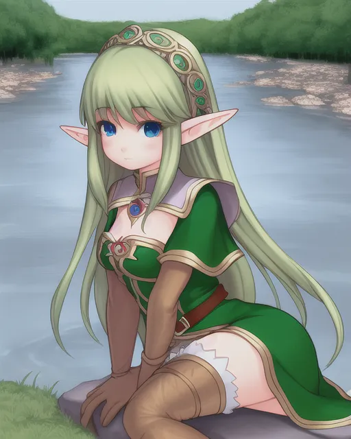 Elf girl by a river