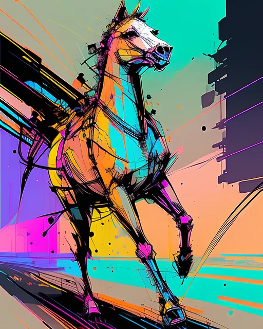 Very brightly beautiful colored horses - AI Photo Generator - starryai