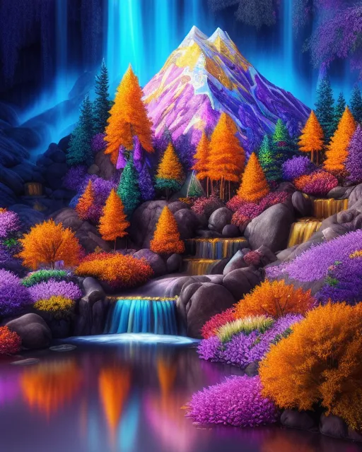 mystic mountain;Floral trail fire - Free AI Photo Generator - starryai