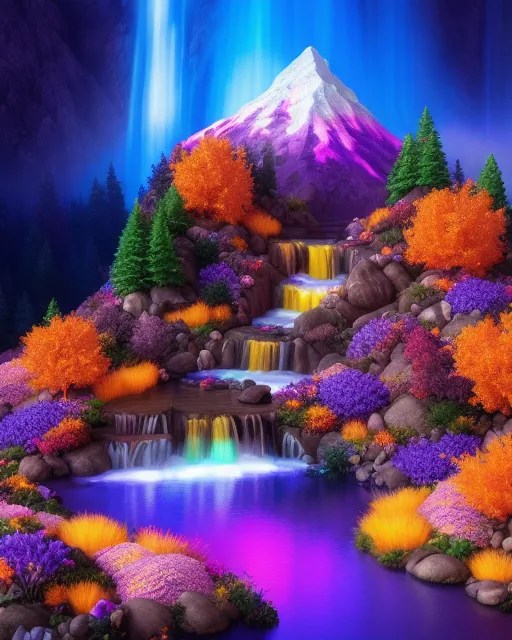 mystic mountain;Floral trail fire - Free AI Photo Generator - starryai