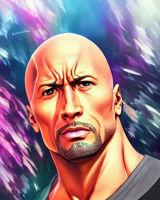 Dwayne Johnson, anime character, detailed, vibr - starryai