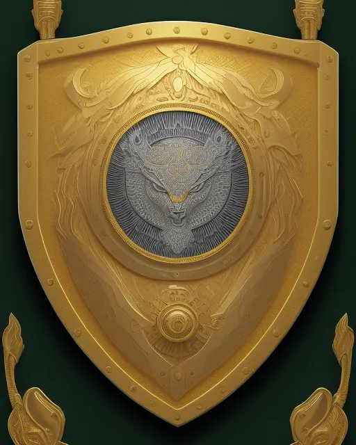 Craft a mesmerizing heart-shaped emblem adorned with exquisitely detailed golden wheat filigree encompassing the outer border of the shield. Within this shield, employ an artful combination of nuanced grey tones to portray a grinding wheel placed horizontally, evoking a sense of industriousness. Adorn the grinding wheel with delicate green barley hops gently resting on its surface, symbolizing prosperity and growth.