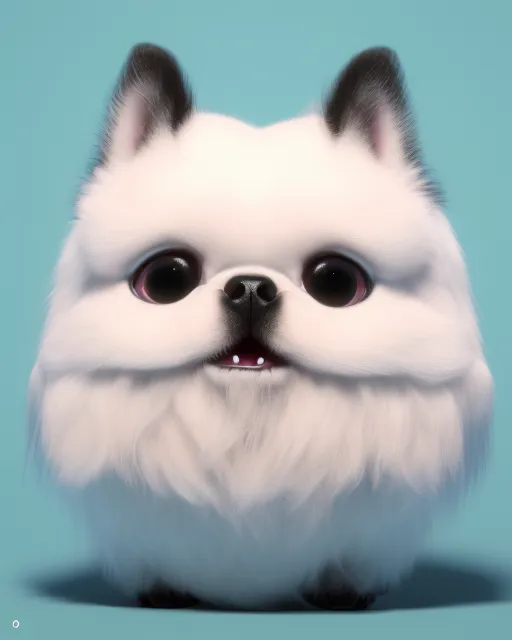 Cute squishy fluffy dog, big adorable eyes