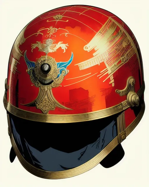 Prussian Military Helmet, victo ngai, hyper detailed, watercolor, dan mumford, kilian eng, hyperrealism
