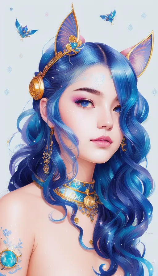 {Beautiful Sailor Moon Blue hair } cat - AI Photo Generator - starryai