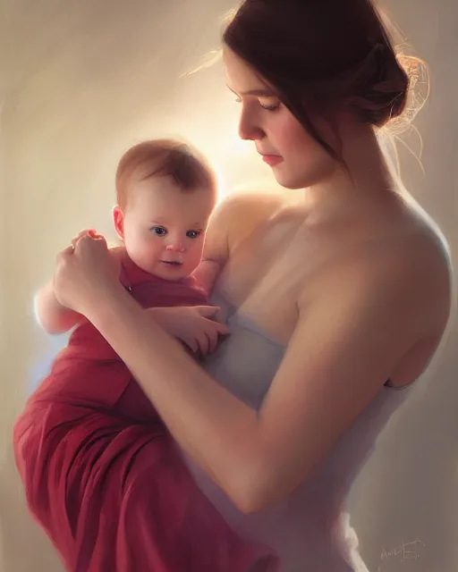 A portrait of a baby in it's mother's arms by Mandy Jurgens 