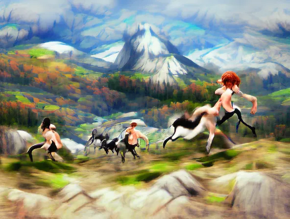 Centaur mountain run - Free AI Photo Generator - starryai