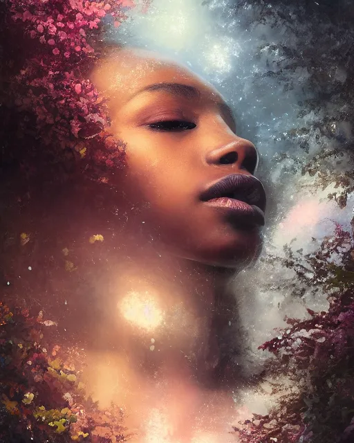 Black female knocking on heaven's 30 - AI Photo Generator - starryai