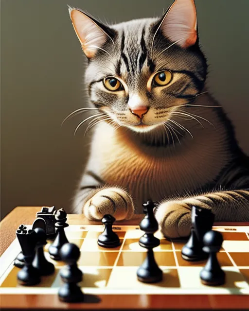 Cat Playing Chess, AI Generated Art Print for Sale by JacobJGuzman
