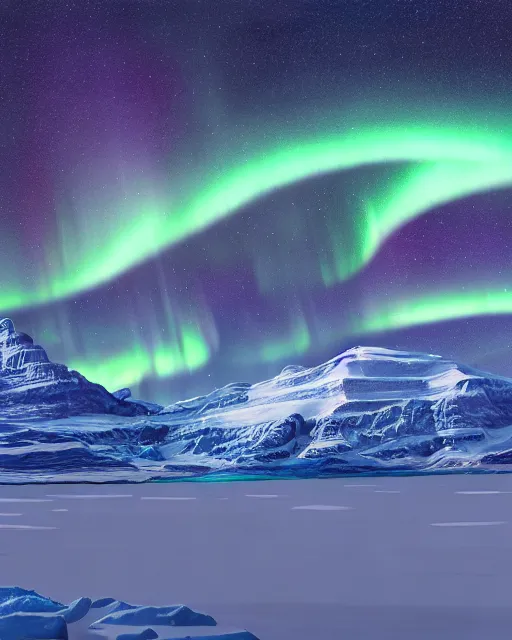 Northern lights over snowy - Free AI Photo Generator - starryai