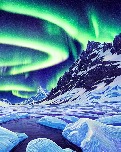 Northern lights over snowy - Free AI Photo Generator - starryai