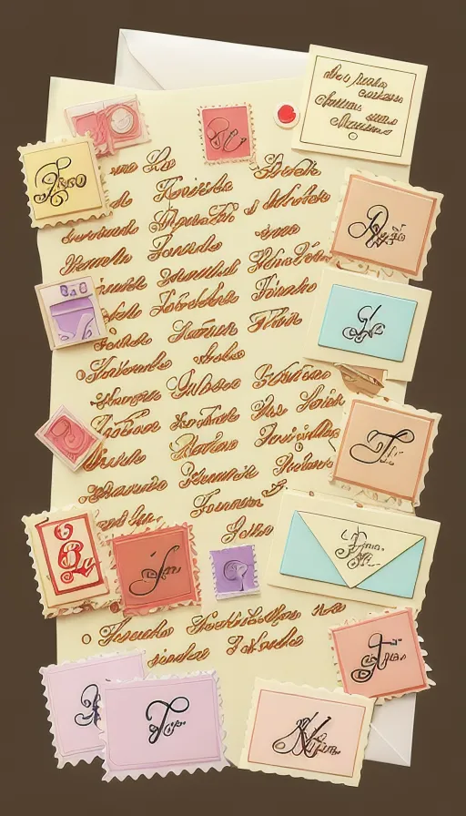 Hand written letters, notes, love letter, stamps, stickers, beautiful, elegant, vintage, clear writing, fantasy 