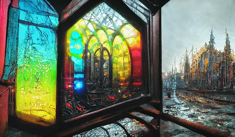 Neon stained glass - Free AI Photo Generator - starryai
