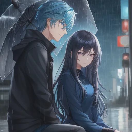 anime guy with blue hair