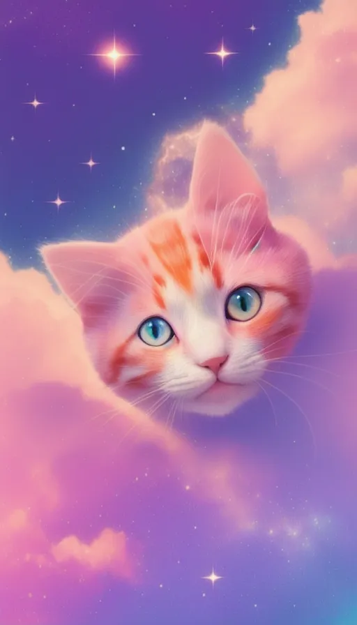 Cute pastel galaxy cat icon