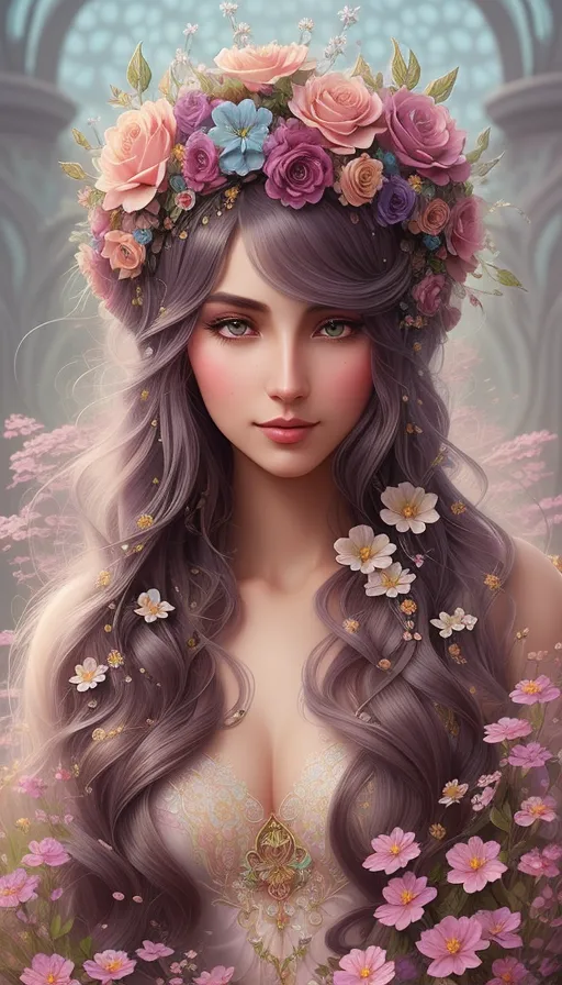 A girl with flowers in her hair