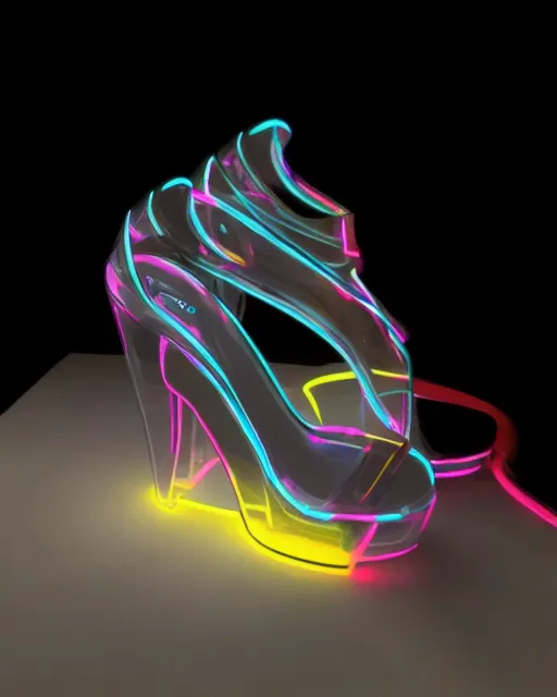 Glowing Neon Polished High Heels