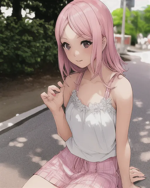A beautiful pink haired girl on - Free AI Photo Generator - starryai