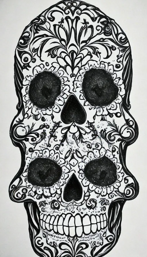 sugar skull drawings in pencil