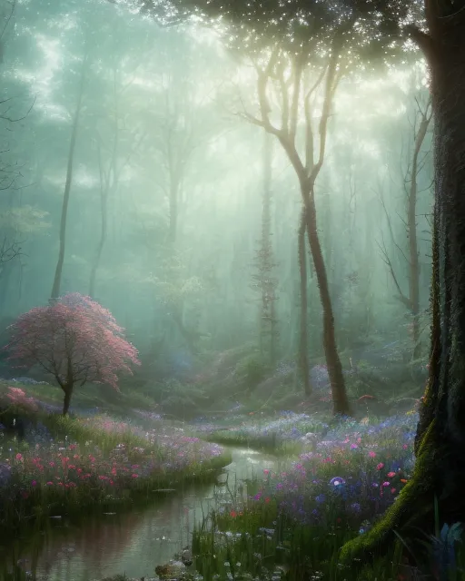 A fairy Forest colorful glowing 3d on - AI Photo Generator - starryai