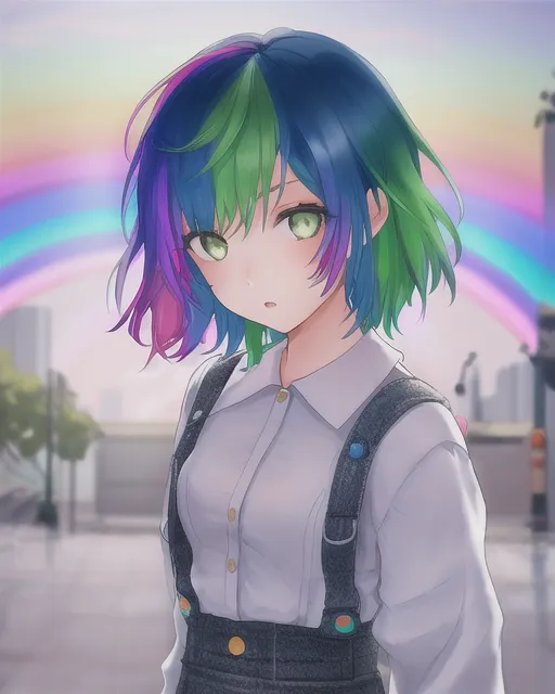 girl with rainbow hair