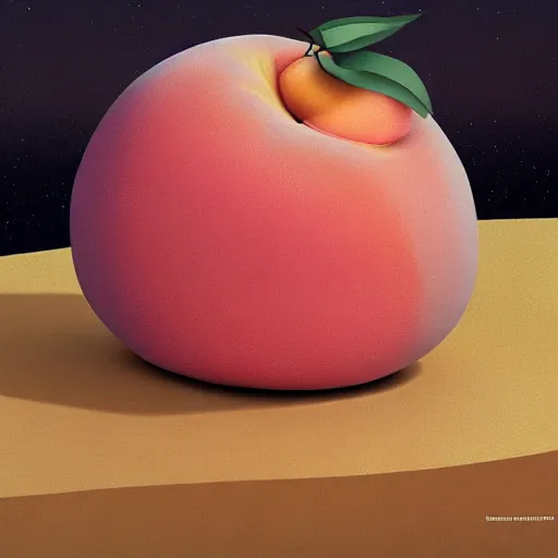 Giant peaches in the moonlight., cinema 4d, digital painting, hyperrealism, fernando botero, mexican muralism