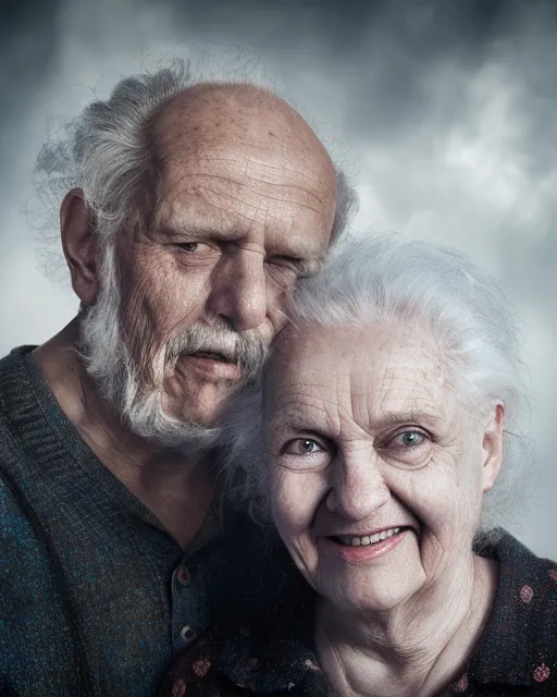 A couple growing old together - AI Photo Generator - starryai