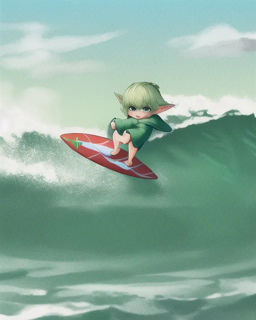 Baby Yoda Surfing 