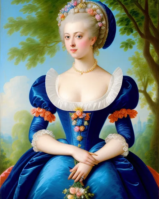 Marie Antoinette, Queen France, blue - AI Photo Generator - starryai