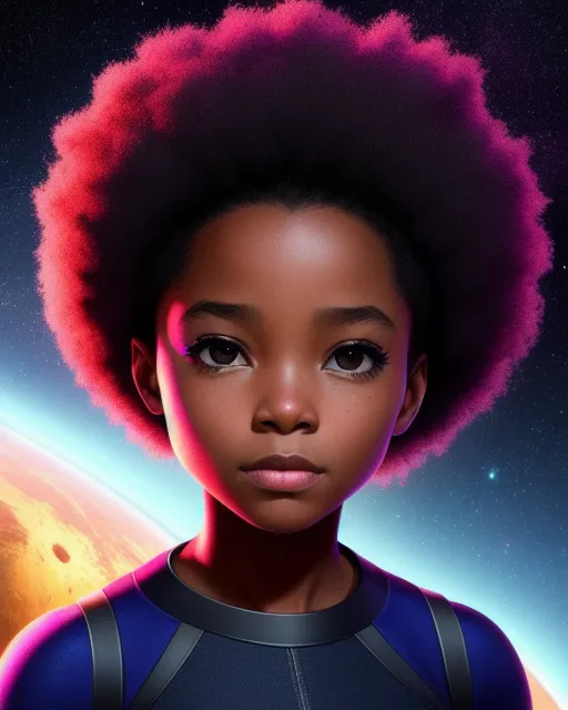 Portrait a black Alien Girl Space, Art - AI Photo Generator - starryai