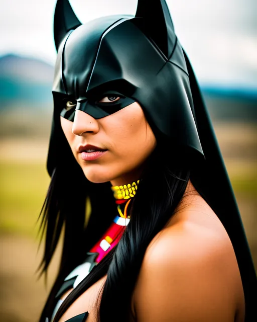 Batman as a Native American Warrior Chief, colorf - starryai