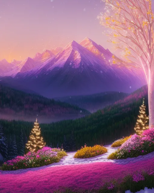 Beautiful serene mountain view , - Free AI Photo Generator - starryai