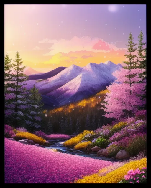 Beautiful serene mountain view , - Free AI Photo Generator - starryai