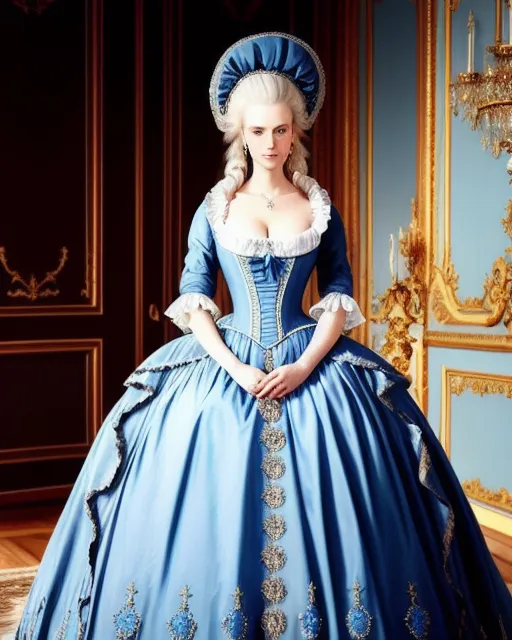 Marie Antoinette, Queen France, blue - AI Photo Generator - starryai