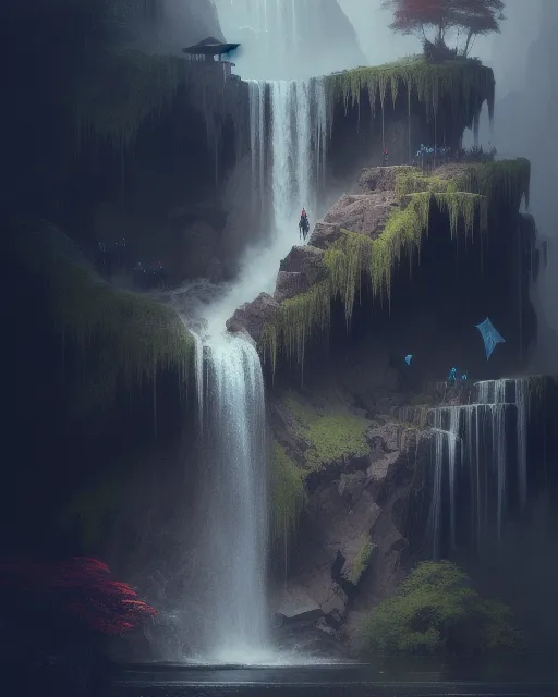 Grim Reaper in a waterfall