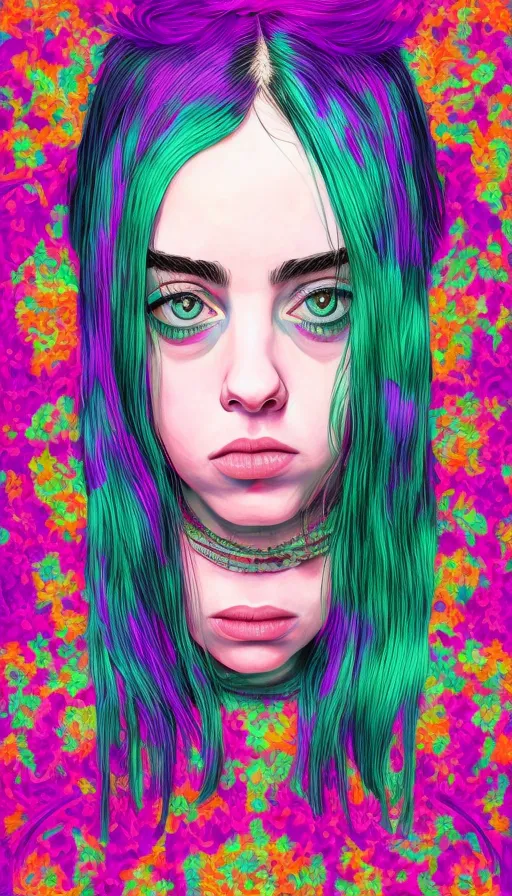 extremely psychedelic portrait Billie - AI Photo Generator - starryai