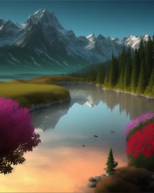 Beautiful landscape,start image - Free AI Photo Generator - starryai