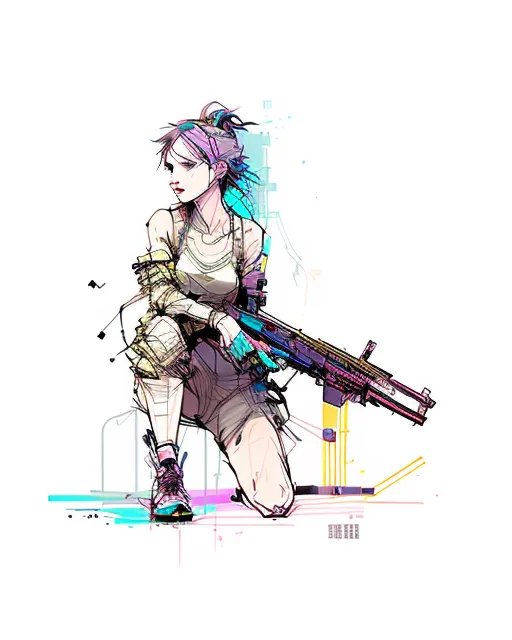 Punk girl gun - Free AI Photo Generator - starryai